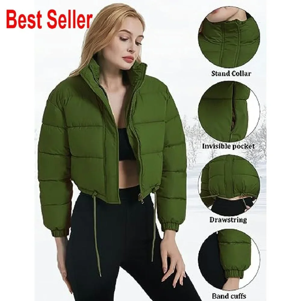 Cropped Puffer Jacket Quilted Lightweight Winter Coat Chic Minimal